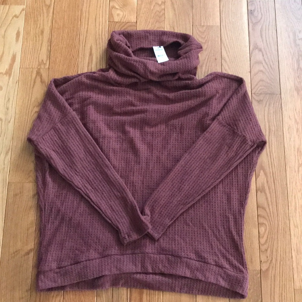 Express waffle cowl neck